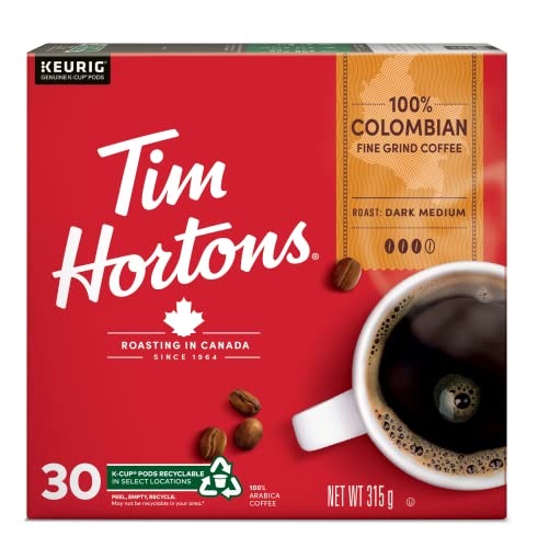 Tim Hortons, Colombian, 100% Colombian, Medium Roast, K-Cup Pods, 30 Count
