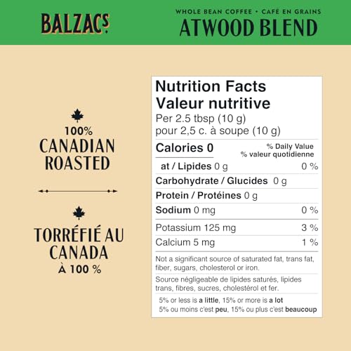 Balzac's Coffee Roasters, Atwood Blend, 100% Arabica Coffee, Dark Roast, Whole Bean Coffee, 340g
