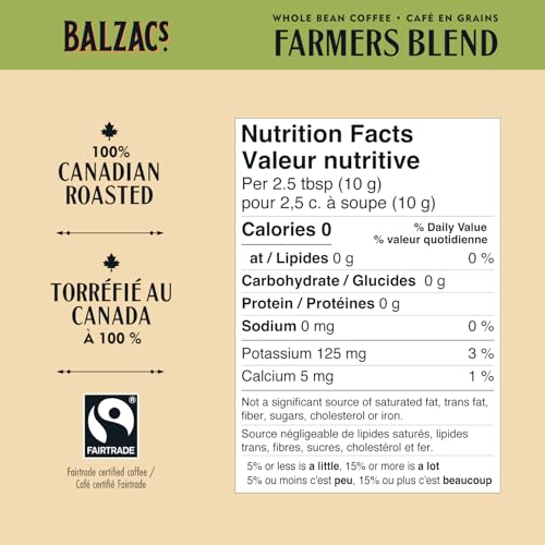 Balzac's Coffee Roasters, Farmer's Blend, 100% Arabica Coffee, Medium Roast, Whole Bean Coffee, 340g