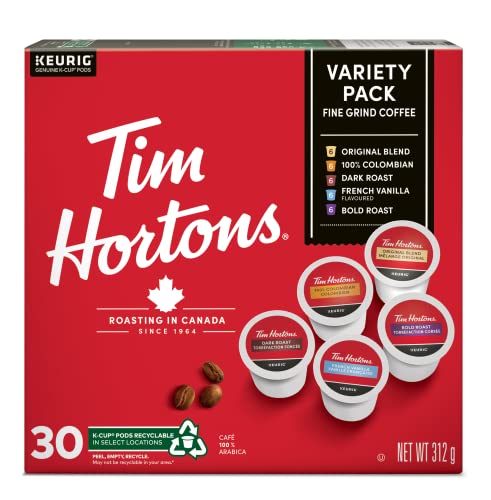 Tim Hortons, Variety Pack, 100% Arabica, Medium and Dark Roast, K-Cup Pods, 30 Count